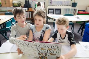 Children researching Viking history.